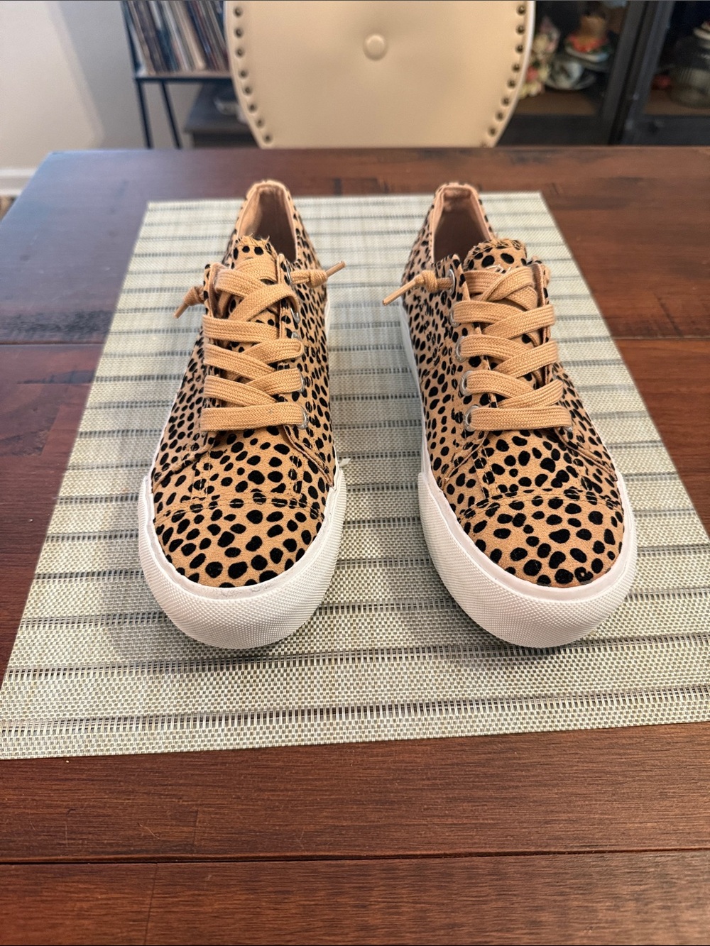 Blowfish Leopard Print Tan and Black Sneakers